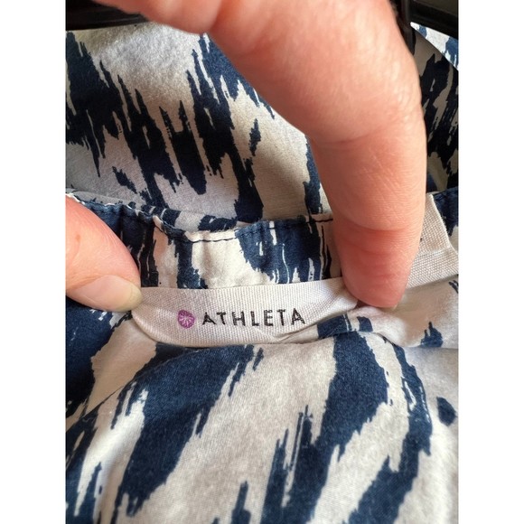 ATHLETA swim kaftan tunic button up blue ikat size XS - Picture 4 of 7